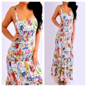 Vibrant Floral Print Maxi Dress
